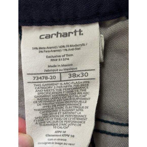 Carhartt FR Flame Resistant Jeans Mens 38x30 Blue Safety Stripe High Visibility - Picture 6 of 7
